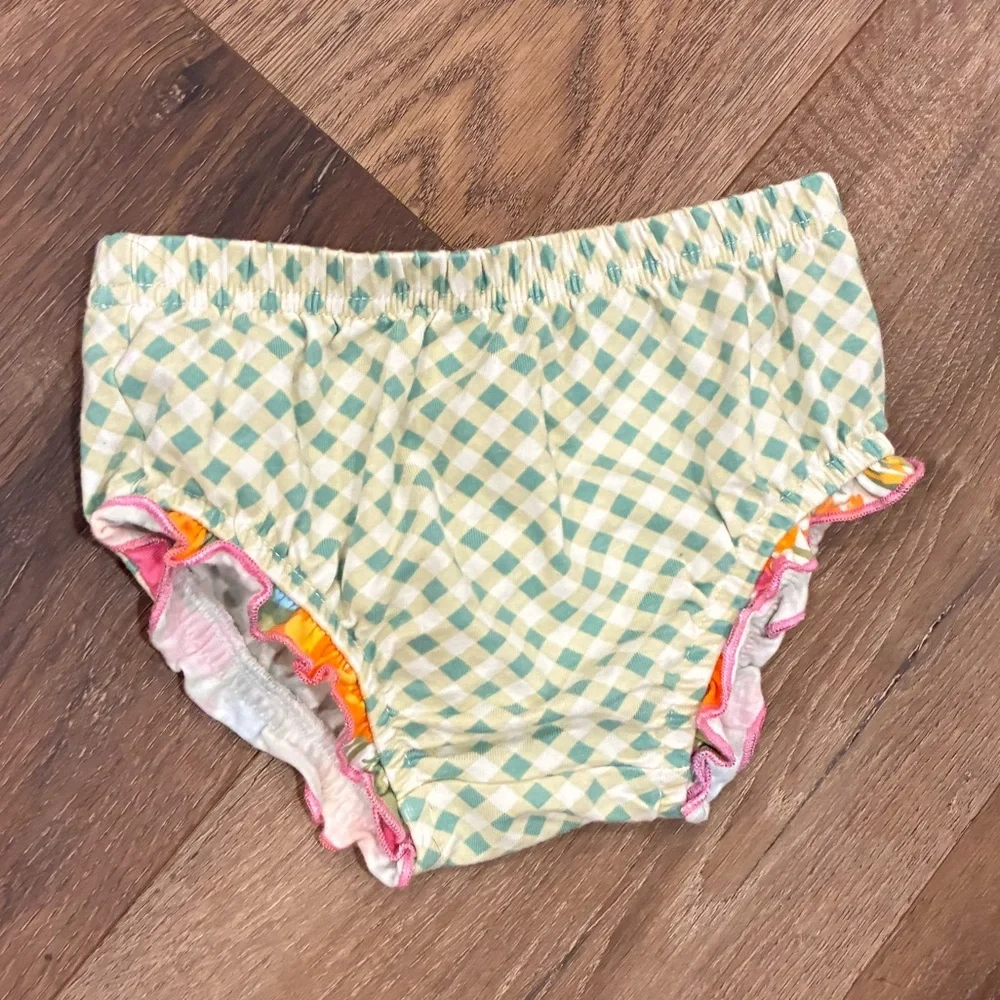 Matilda Jane Green Gingham Plaid Bloomers Diaper Cover Ruffles 12-18m